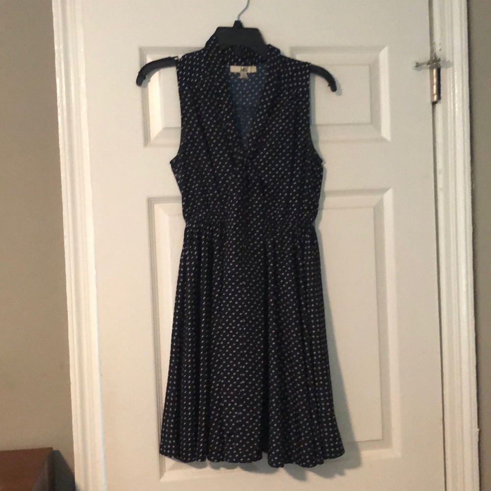 Dark blue polka dot dress
